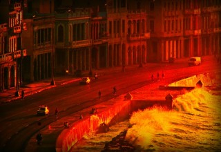 Cuba Malecon Boardwalk Old Havana_red