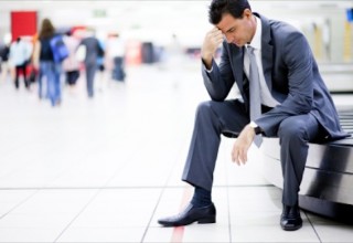 businessman lost his luggage at airport