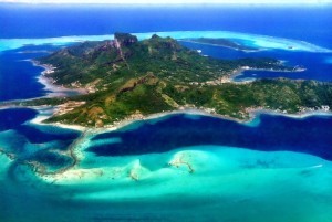 Aerial View of Bora Bora. 