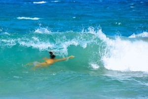 Body-surfer on D. T. Fleming Beach.