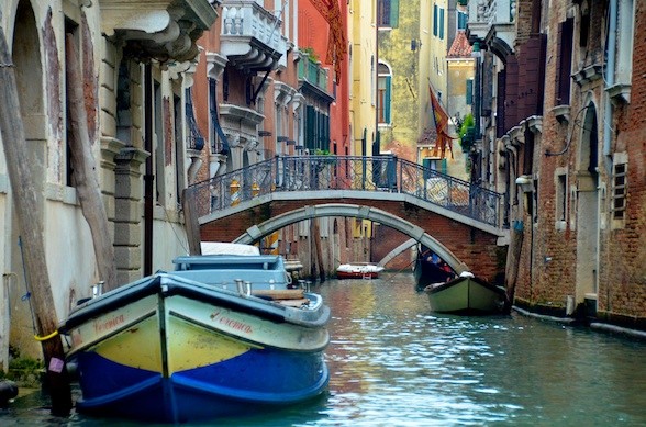 Canal Bridge Boat Venice Italy