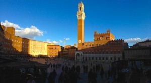 Piazza del Campo with late-afternoon shadows.