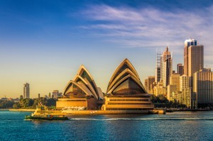 Harbor view of the Sydney Opera House in Australia