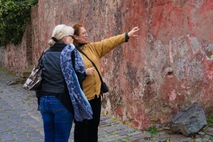 Carol with Rosario, our private Kensington Tours guide showing us the historic town of Colonia del Sacramento. 