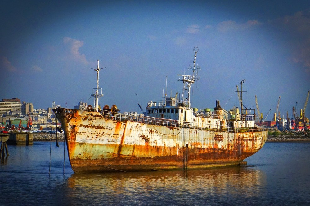 Old Ship Montevideo Uruguay Harbor