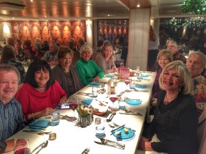 Our small group of Roaming Boomers dining on the Viking Alsvin.