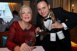 Carol with the sommelier at Prego 