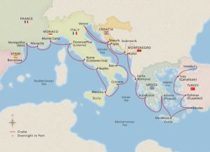 2021 Mediterranean's Iconic Shores Itinerary Map