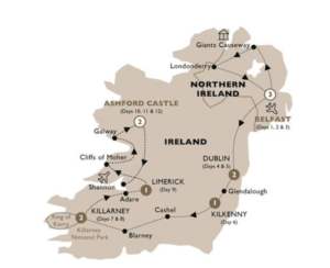 Luxury Gold Ireland Itinerary Map