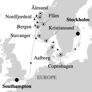 Silversea Silver Moon Scandinavia Route Map