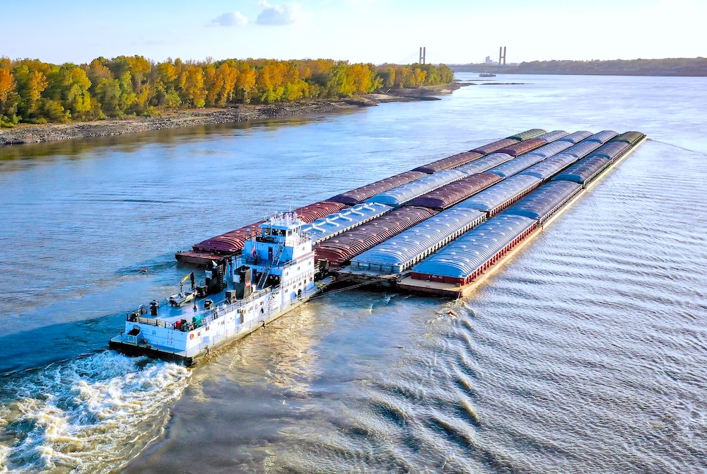 Barges on the Mighty Mississippi River