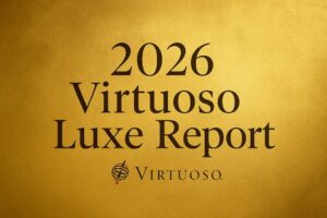 2026 Virtuoso Luxe Report featured image showing gold textured background, elegant title text, and full-color Virtuoso logo — The Roaming Boomers luxury travel blog.