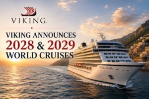 Viking Vesta featured in Viking's announcement of its 2028 and 2029 World Cruise itineraries.