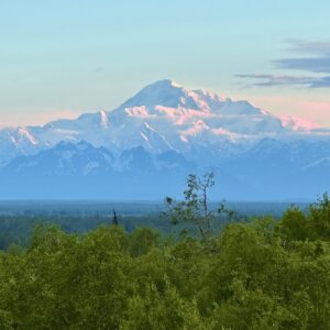 Mount Denali rising above the Alaska wilderness as seen from our room during the Tauck Bridges Call of the Wild journey.
