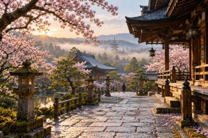 Kyoto temple and cherry blossoms, a highlight among 2027 luxury travel destinations.